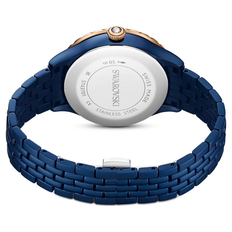 Octea moon watch Swiss Made, Metal bracelet, Blue, Blue finish